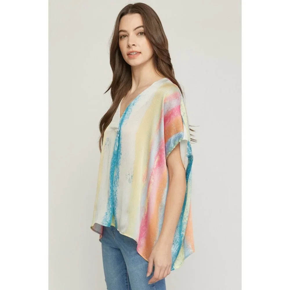 Entro Rainbow Placket Top - Picture 3 of 6